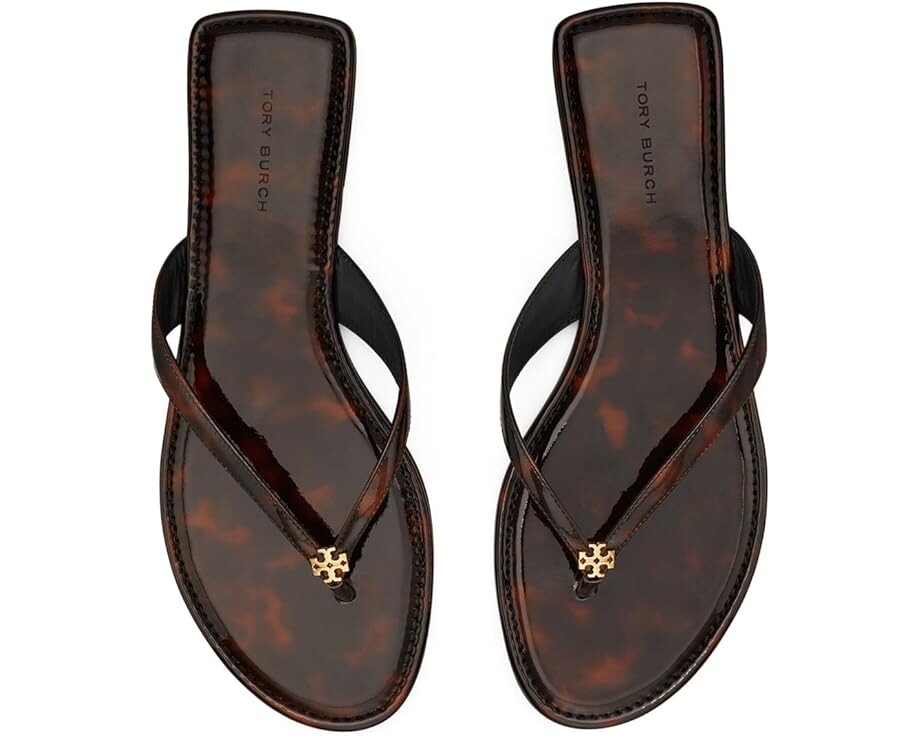 

Сандалии Tory Burch Classic Flip Flop, цвет Tortoise Patent