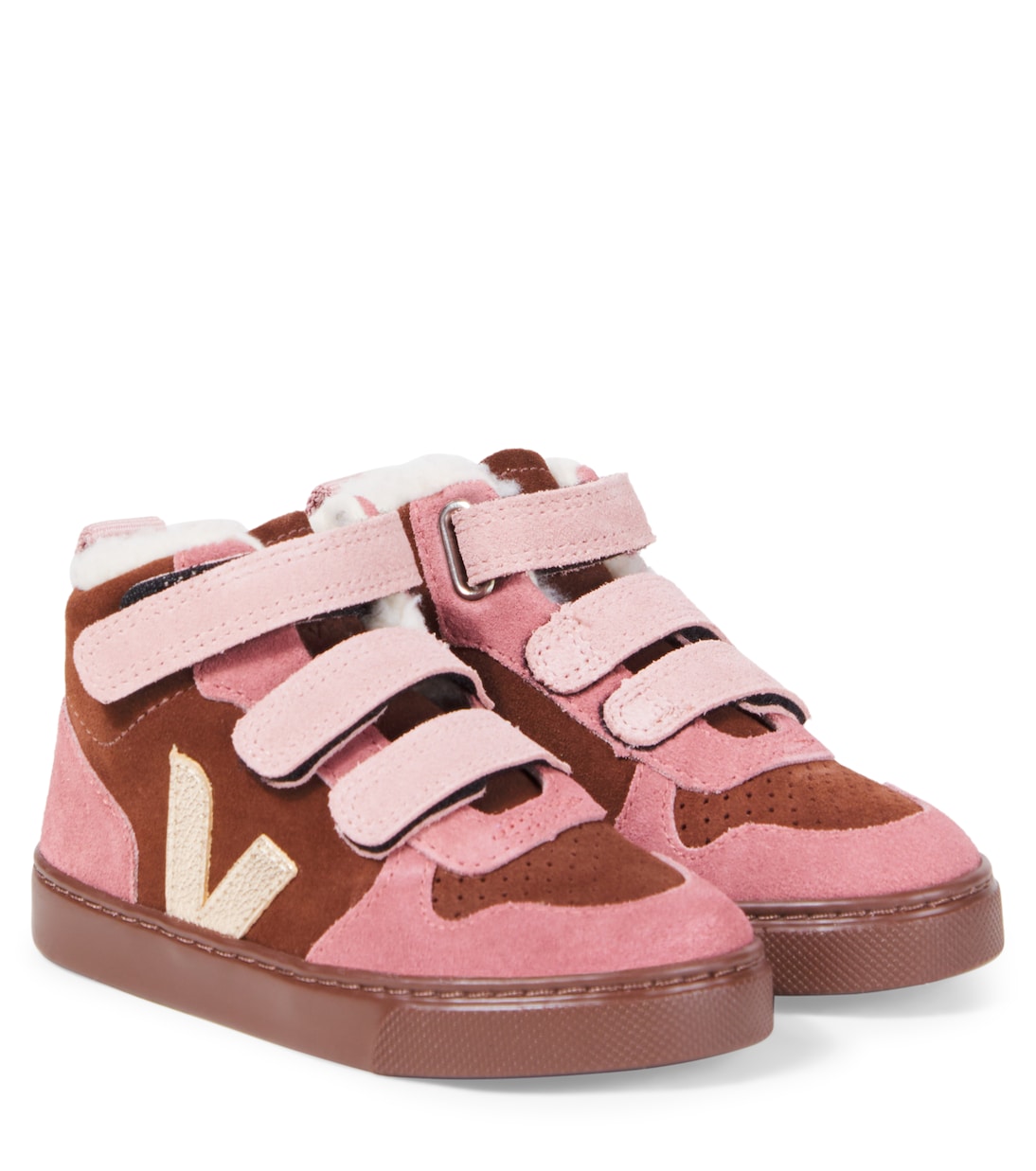 

Высокие замшевые кеды V-10 Veja Kids, Walnut_Platine_Bark
