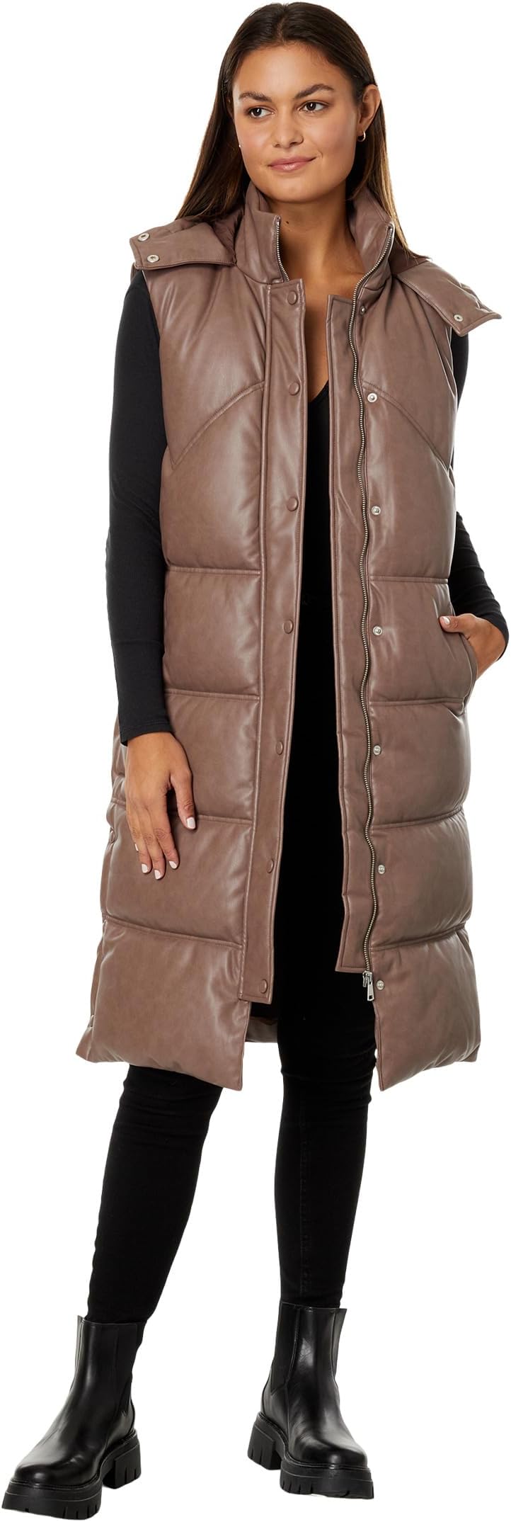 

Жилет Avec Les Filles Faux Leather Puffer Vest, цвет Caribou