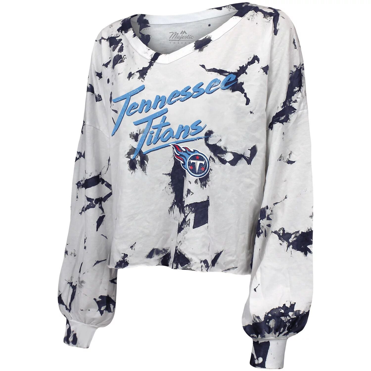 

Женская футболка Majestic Threads белая/темно-синяя с открытыми плечами и длинными рукавами с v-образным вырезом Tennessee Titans Majestic, Синий, Женская футболка Majestic Threads белая/темно-синяя с открытыми плечами и длинными рукавами с v-образным выр
