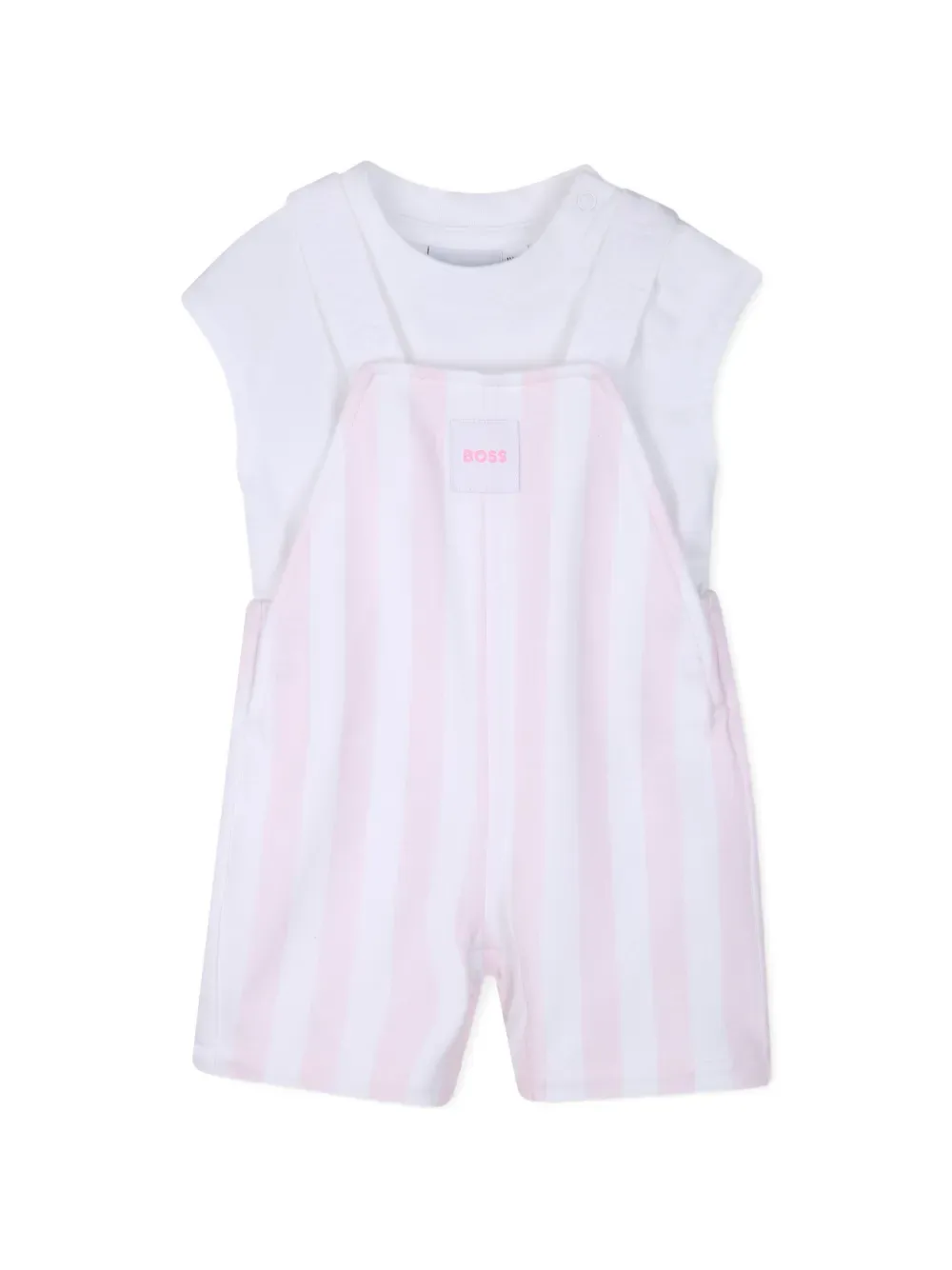 Комплект из комбинезона и шапки с нагрудником BOSS Kidswear, белый — фото 3