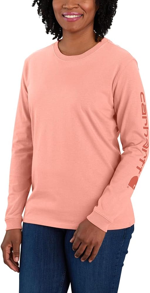 

Carhartt женская футболка с логотипом на рукаве, свободный крой, тяжелый хлопок, длинный рукав, Sun Bloom