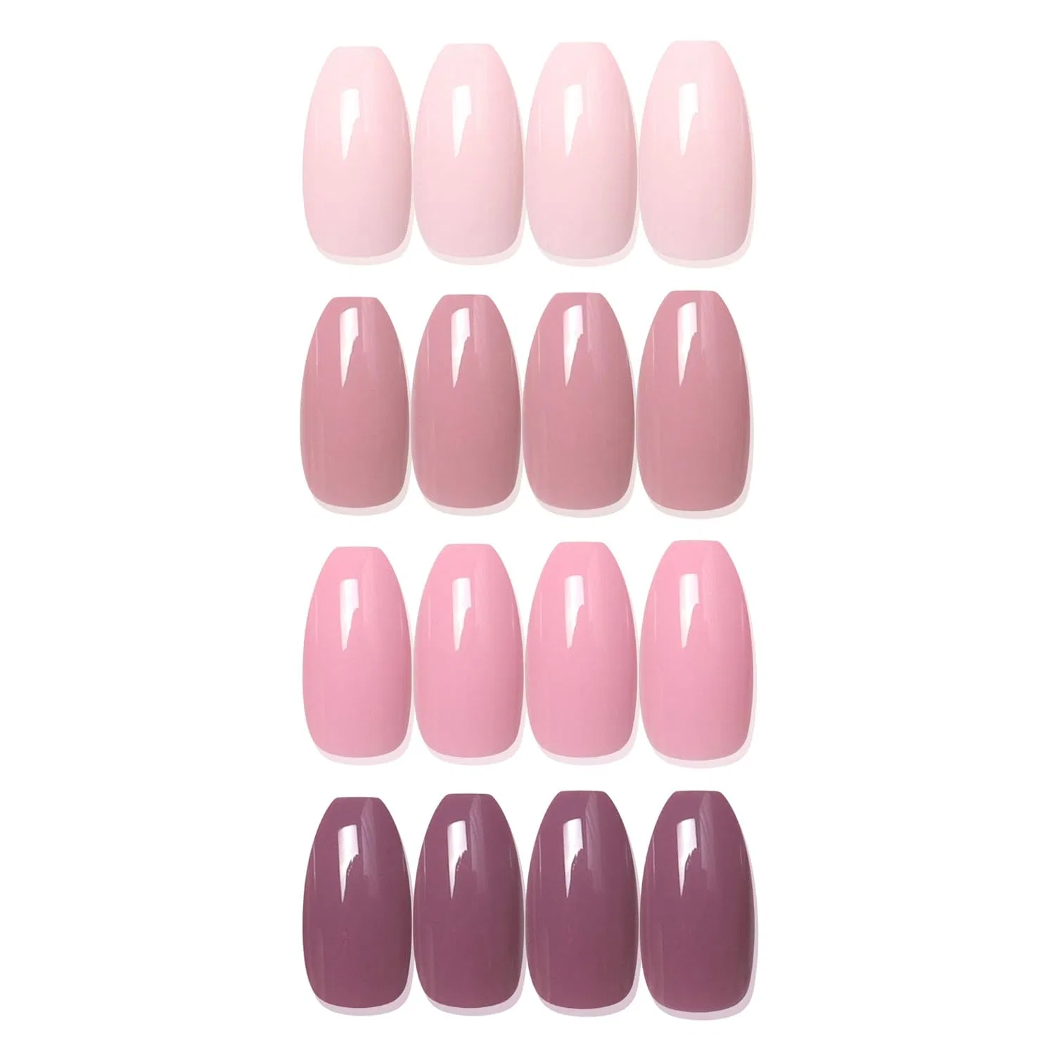 Накладные ногти Coffin Shape с УФ-покрытием Siusio, Glossy Pink