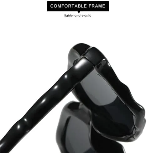 

Квадратные солнцезащитные очки для женщин в волнообразной оправе, винтажные солнцезащитные очки с защитой от УФ-излучения UV400 MTZJH, Transparent Grey Tea