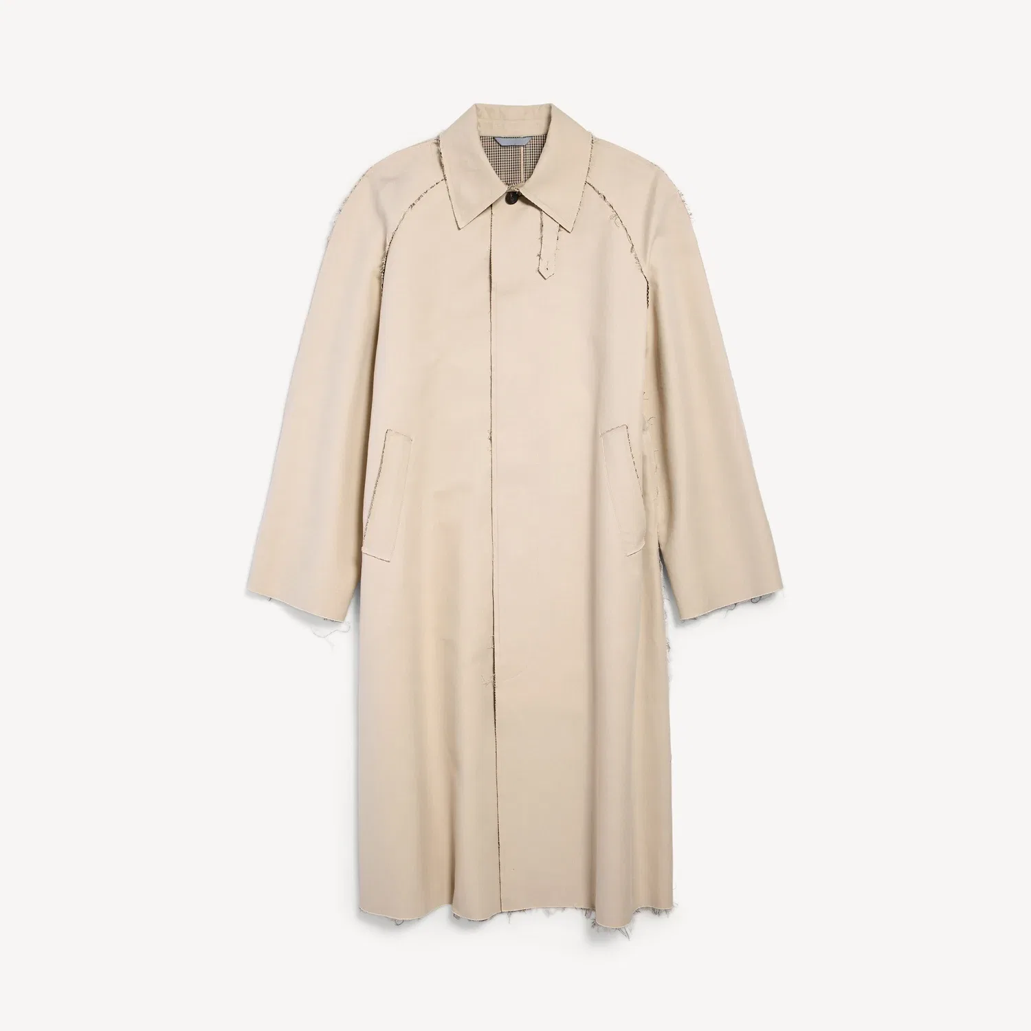 Мужское пальто-каркоут с необработанными краями бежевого цвета BALENCIAGA, бежевый