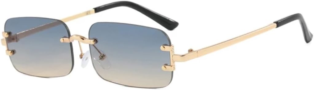 

Солнцезащитные очки с защитой UV400 | Безободковая маленькая оправа, цветные линзы | Для женщин и мужчин, для занятий спортом на открытом воздухе и вождения DSVIGF, Gold Blue