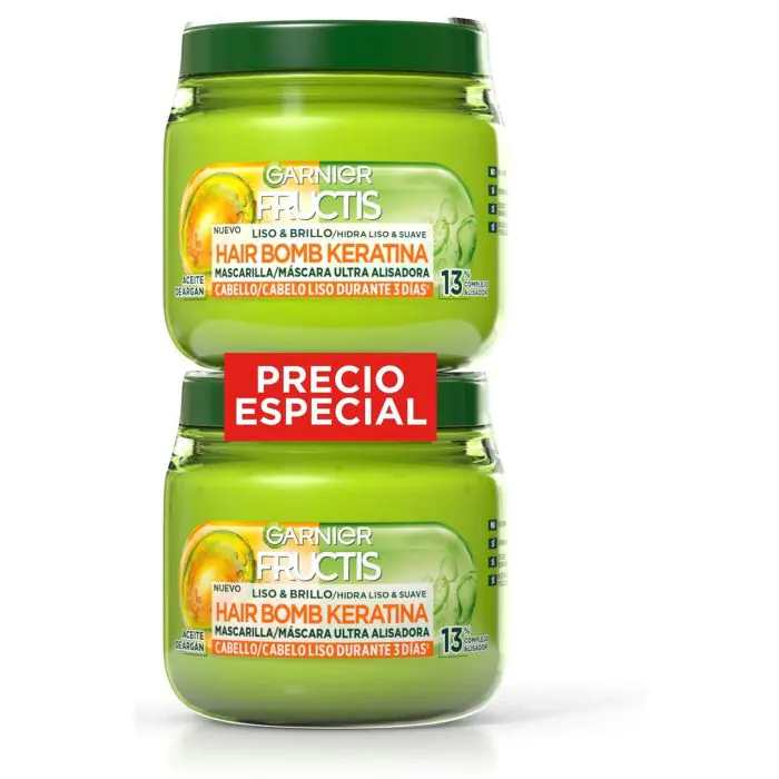 

Маска для волос fructis hair bomb keratina mascarilla capilar liso & brillo Garnier, объем 2 x 300 мл