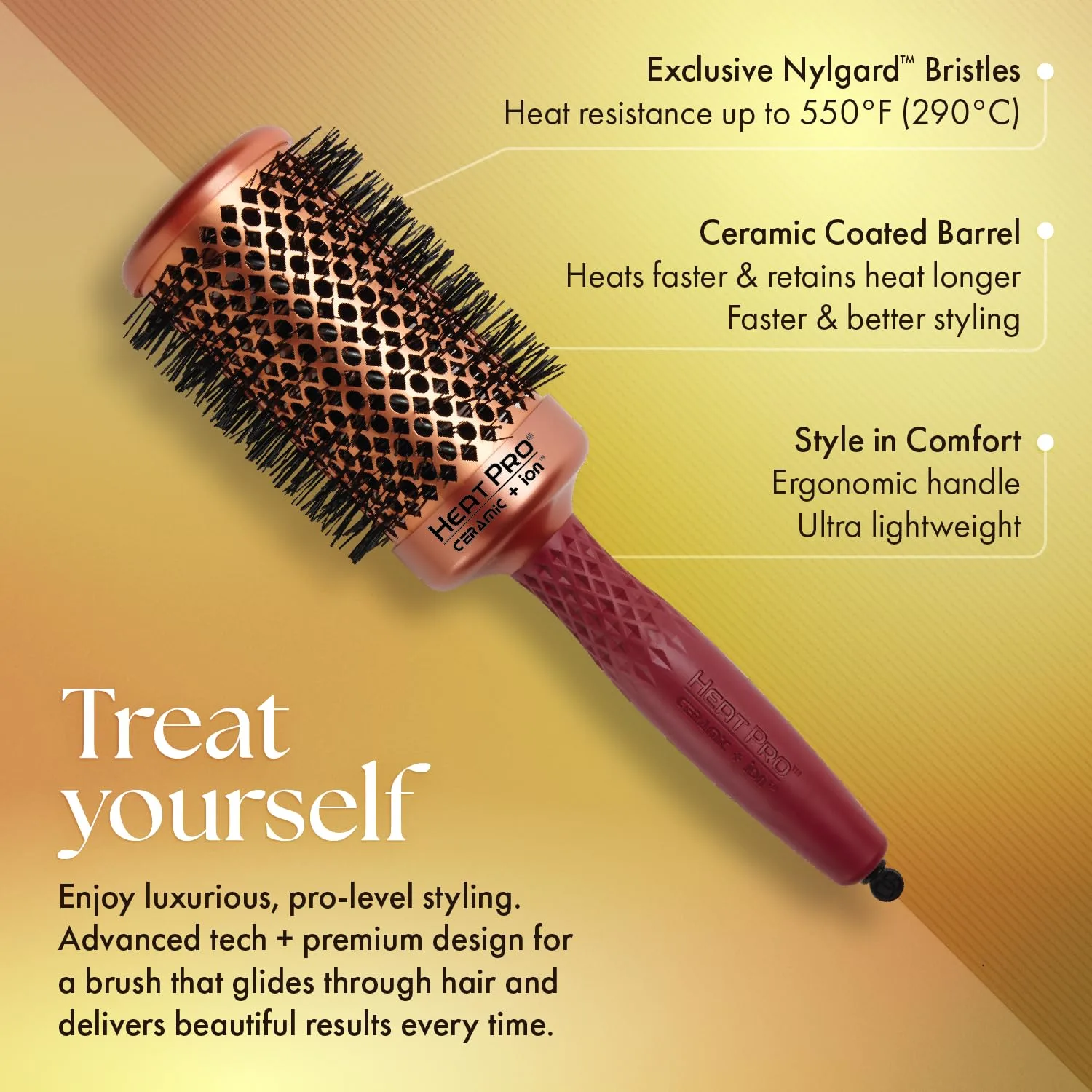 Термощетка для волос Olivia Garden HeatPro Round Thermal Hair Brush (не электрическая) 5,4 см — фото 3
