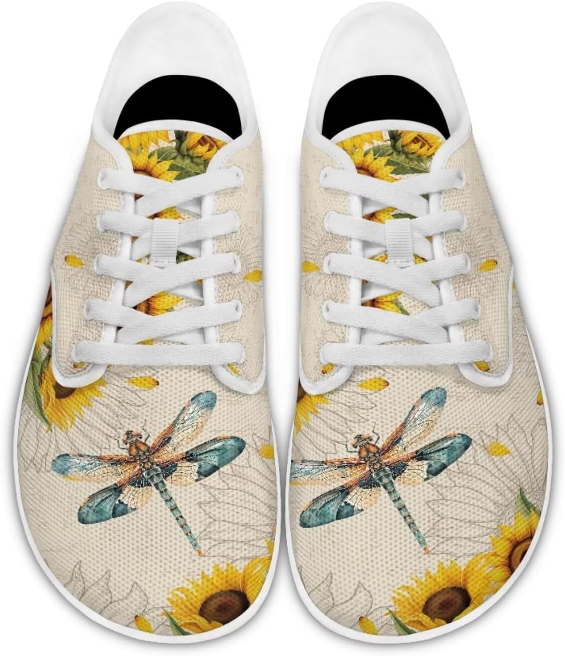

Кроссовки для женщин Forchrinse с цветочным принтом колибри, шнуровкой, «босоножки» для девушек Y2K, с широким носком, минималистичные, дышащие сетчатые модные кроссовки для прогулок, Sunflower Dragonfly