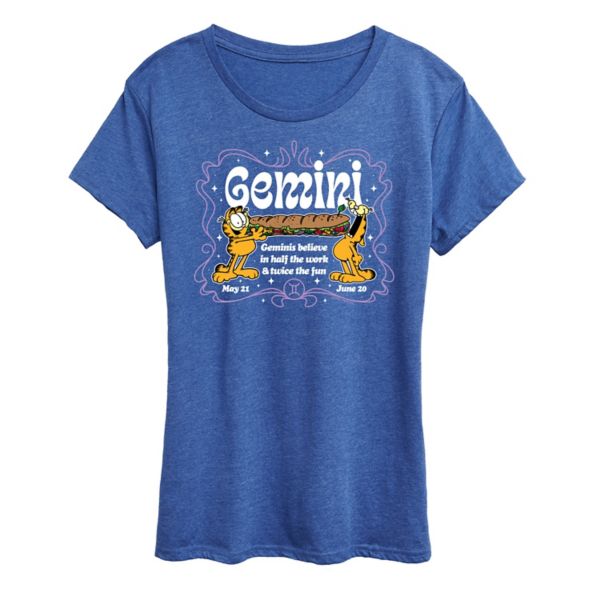 

Женская футболка с принтом Garfield Gemini Licensed Character, синий