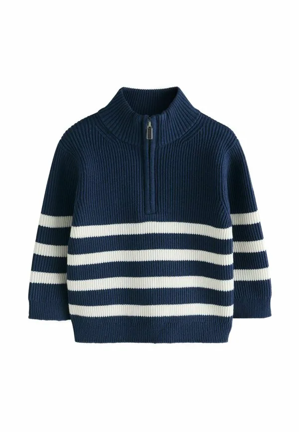 Джемпер с застежкой-молнией на шее Next, Navy Blue Ecru Stripe