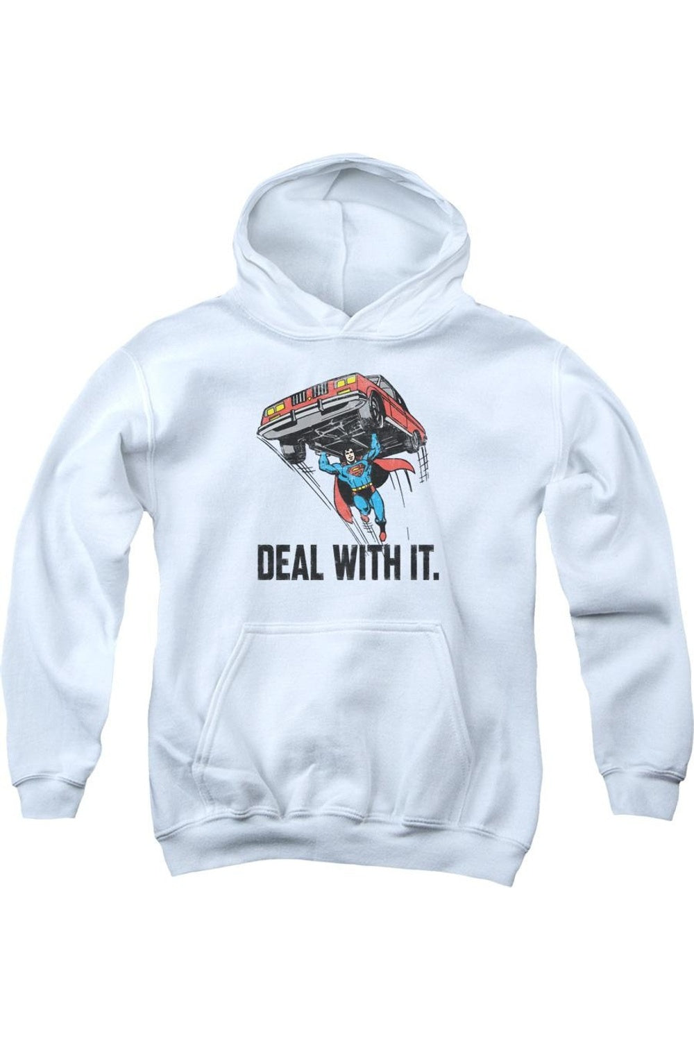 

DC Comics Молодежная толстовка с капюшоном Deal With It Gildan, белый