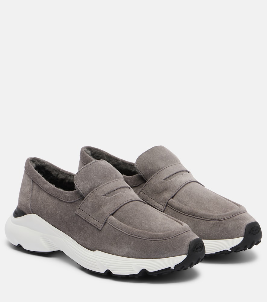 Кожаные слипоны на меху Tod's, Carbone Chiaro+