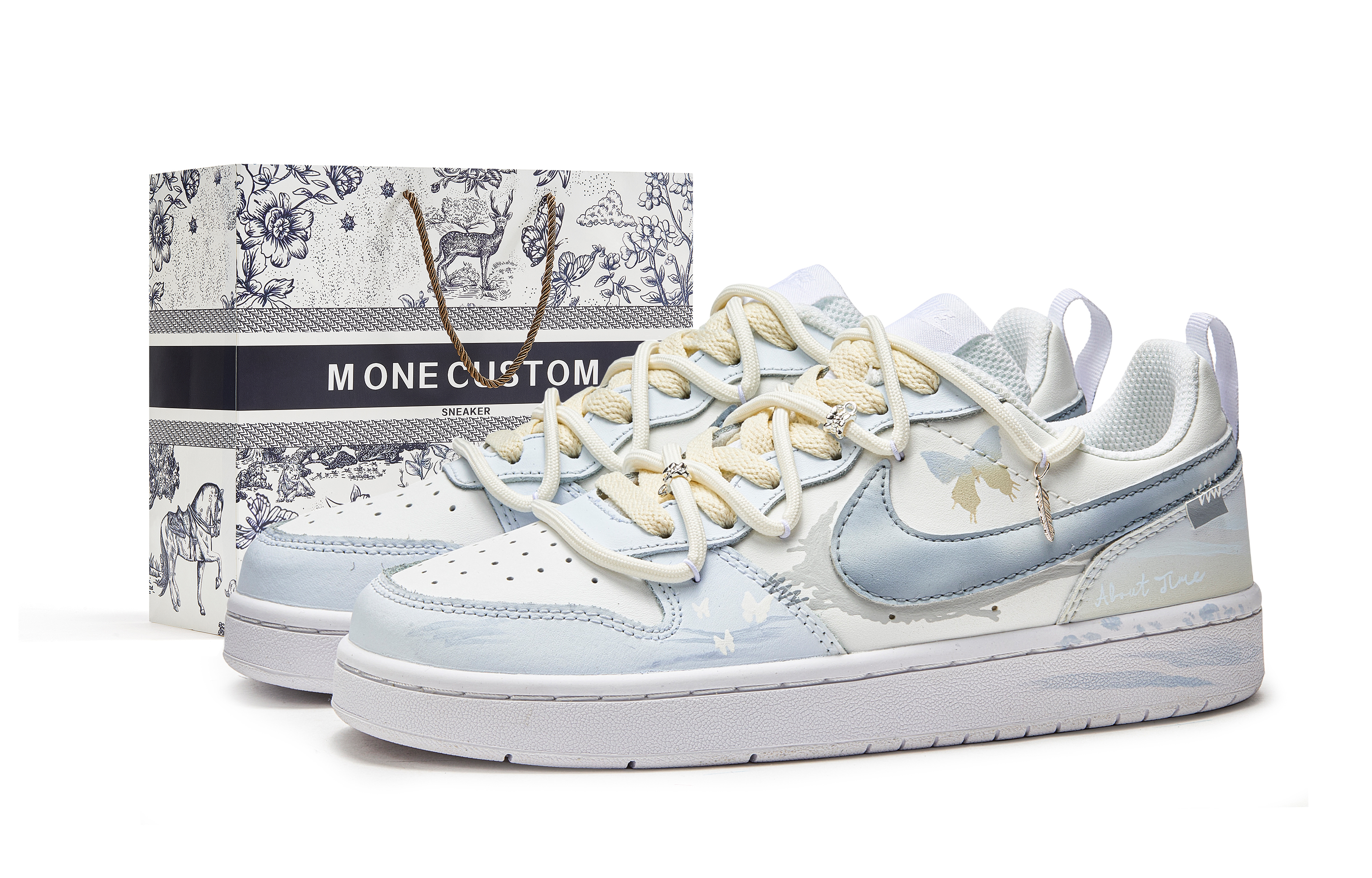 

Nike Детские кроссовки для скейтбординга Court Borough2 с низким верхом, нескользящие, бежево-синие, для подростков