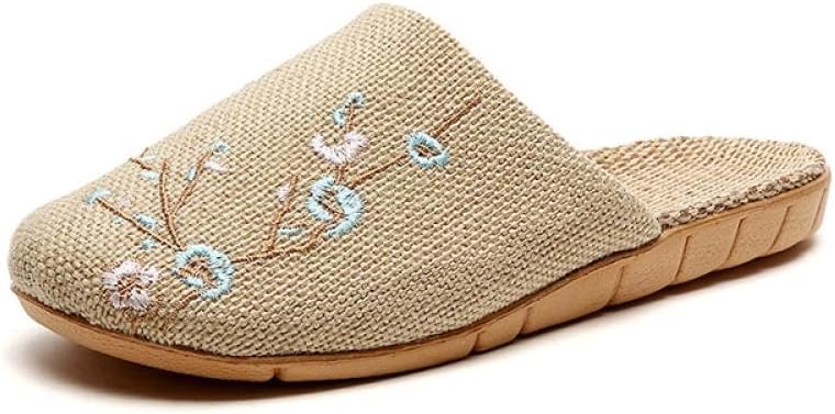 

Тапочки Gaolinci из льна с вышивкой, дышащие летние домашние тапочки, сандалии для мужчин и женщин, синий