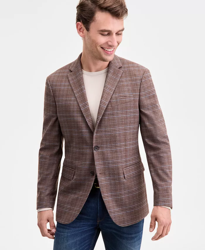 

Мужской приталенный спортивный пиджак Techni-Cole в клетку Kenneth Cole Reaction, коричневый