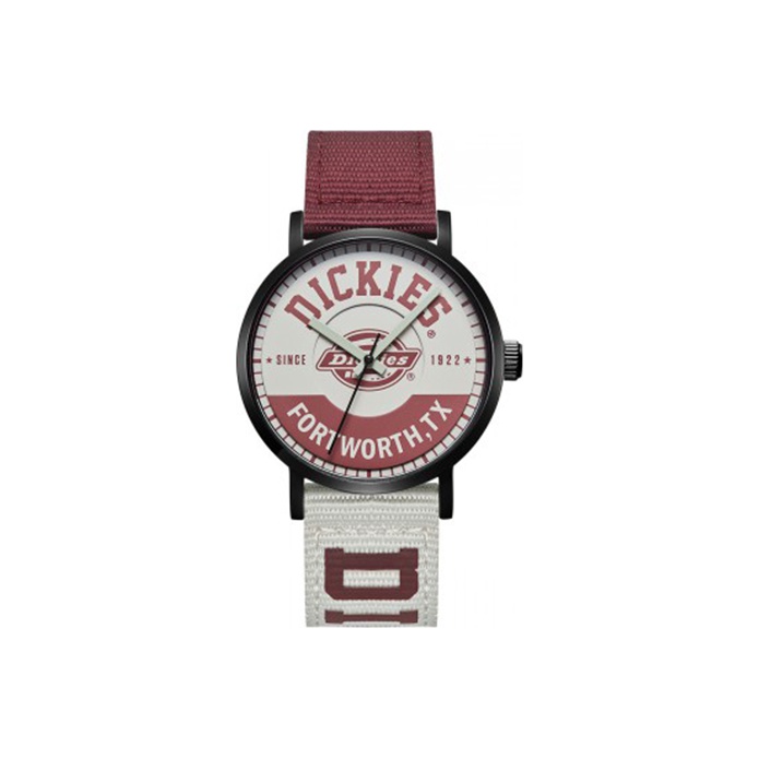 

Dickies Часы Wrist Watch Quartz Movement Nylon Strap Red Watch Dial Unisex, White Disk Red
