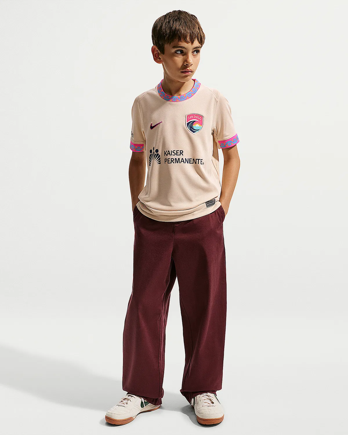 Детская футболка Nike Dri-FIT Replica Jersey San Diego Wave FC Stadium Edition, Sanddrift — фото 4
