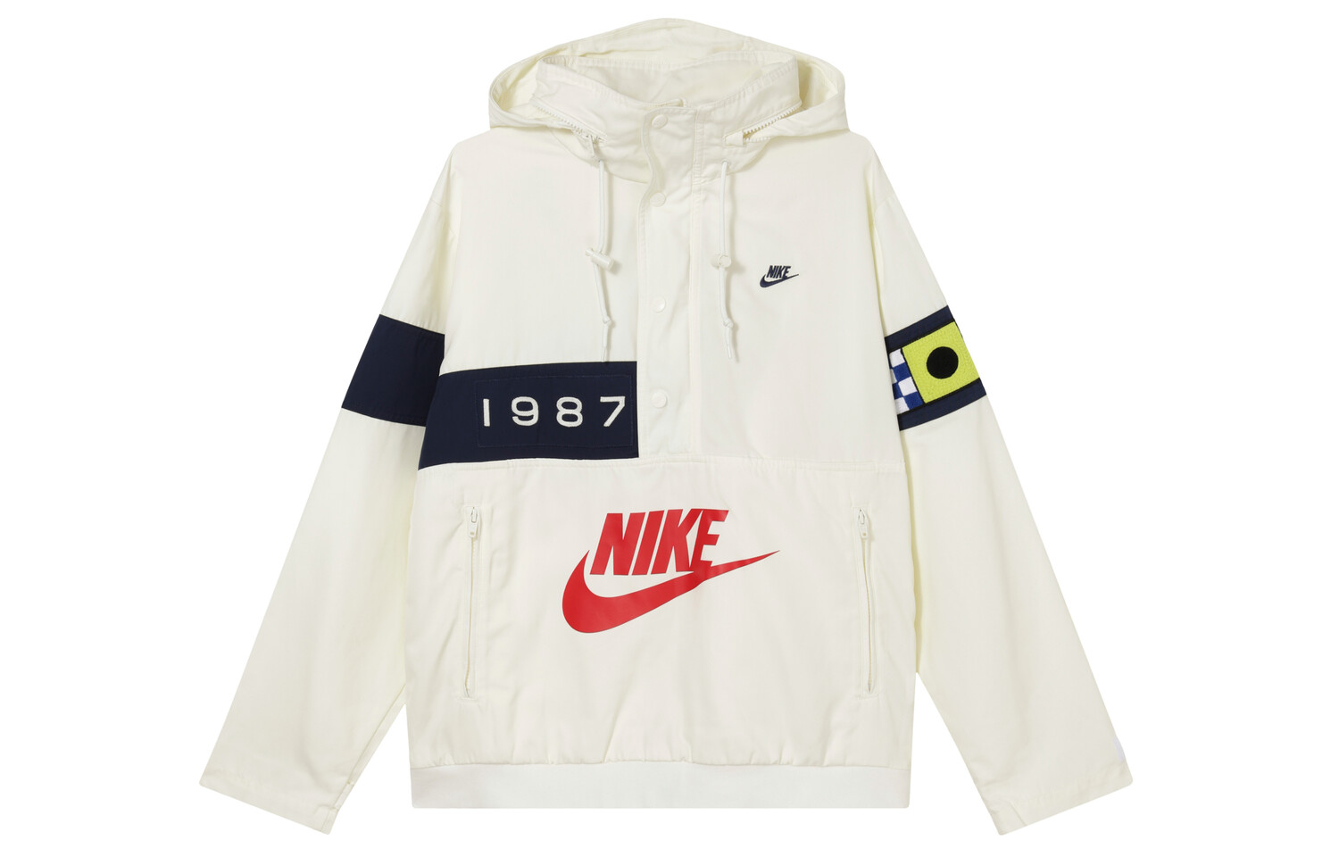 

Мужская куртка с графическим принтом логотипа и капюшоном на шнурке, белая Nike, белый