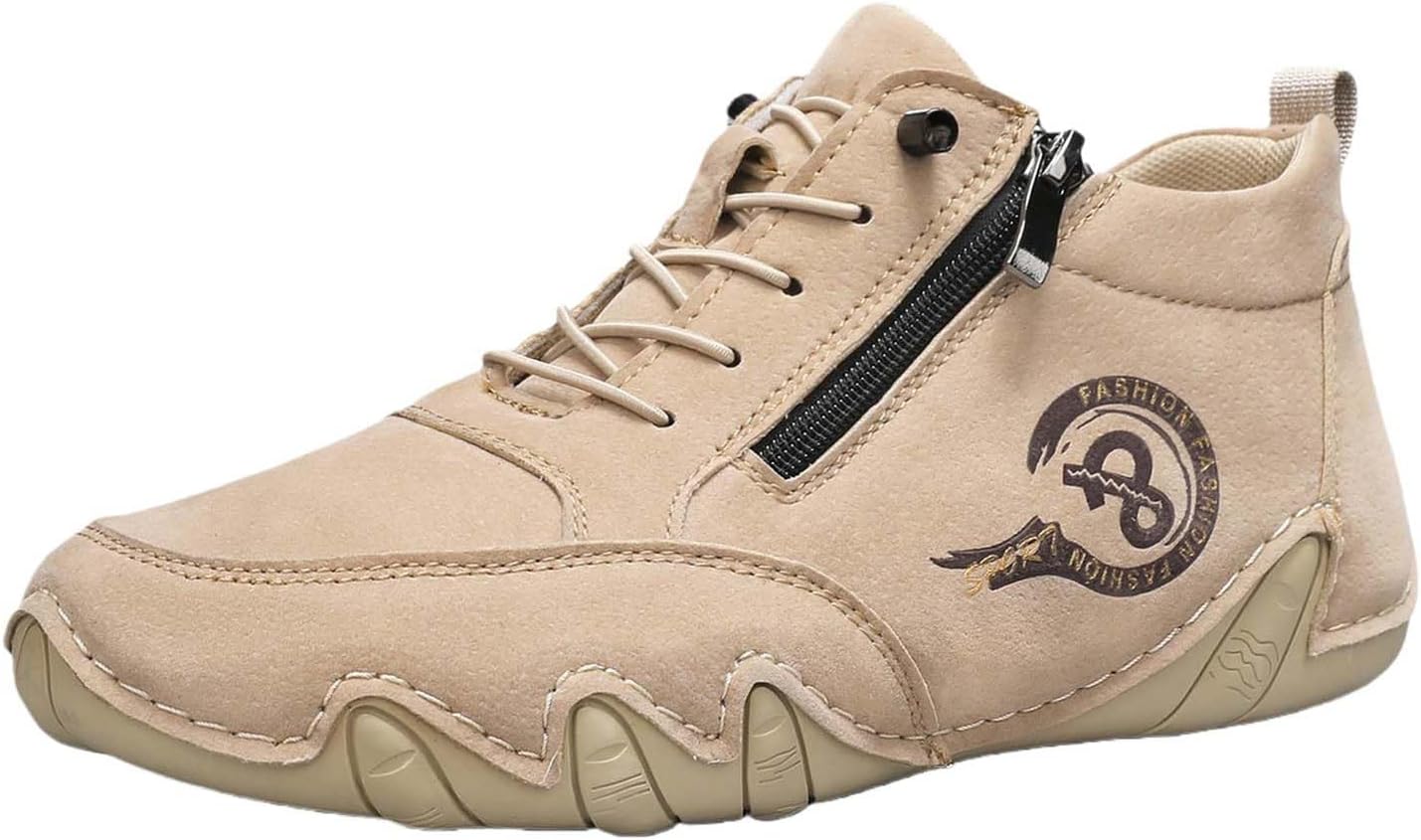 

Мужские ботинки Чакка Легкие босоногоходные кроссовки Модные кожаные туфли для вождения на открытом воздухе Повседневные ручной работы Высокие слипоны Ботинки для походов Generic, хаки