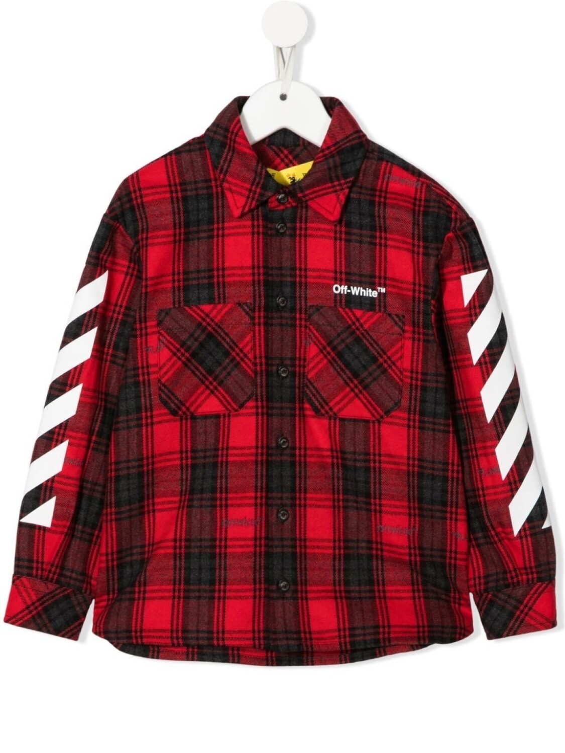 

Фланелевая рубашка с логотипом Off-White Kids, красный