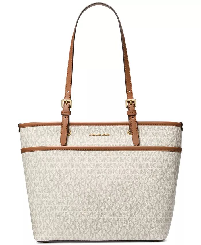 

Большая сумка-тоут с верхним карманом-молнией и логотипом Michael Kors, слоновая кость/кремовый
