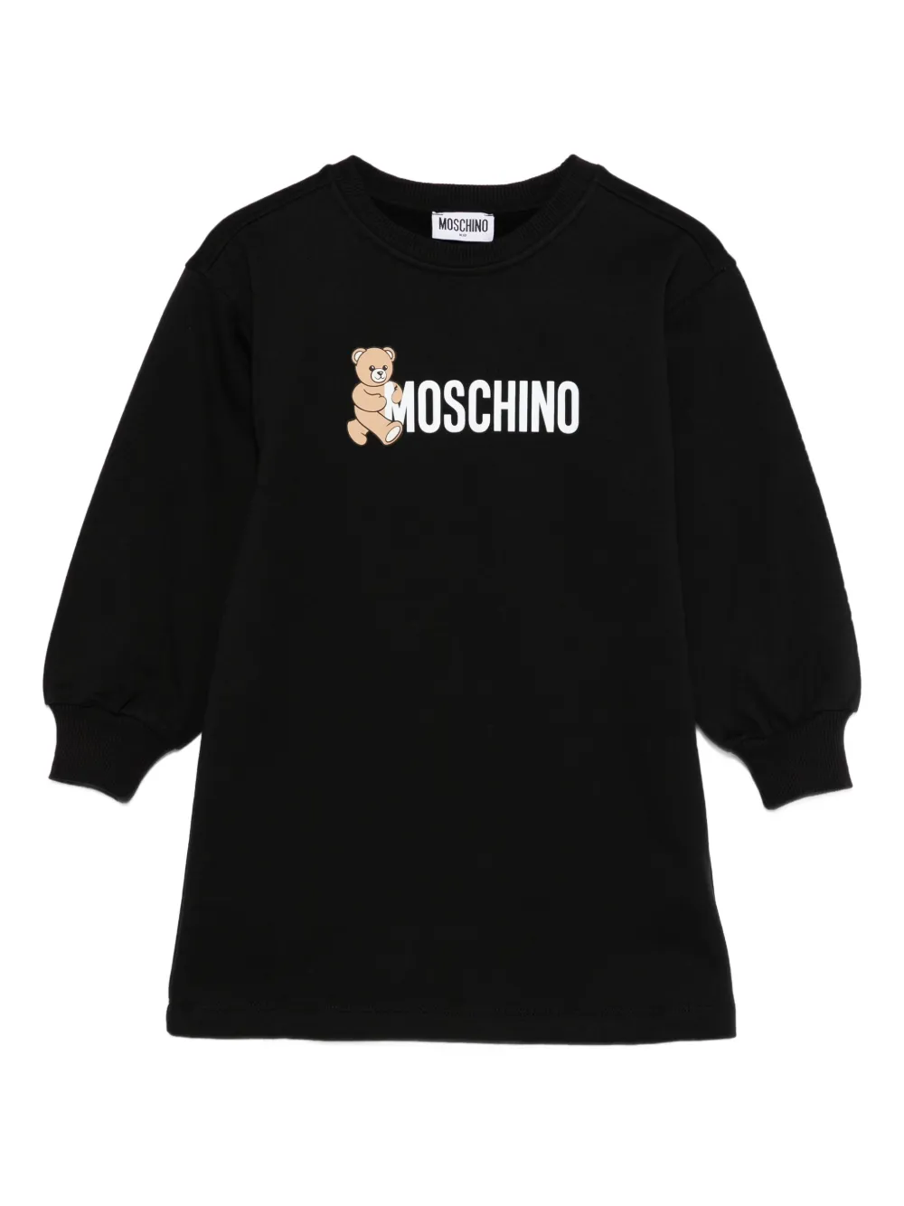 

Платье с принтом «тедди» и рукавами-фонариками Moschino Kids, черный