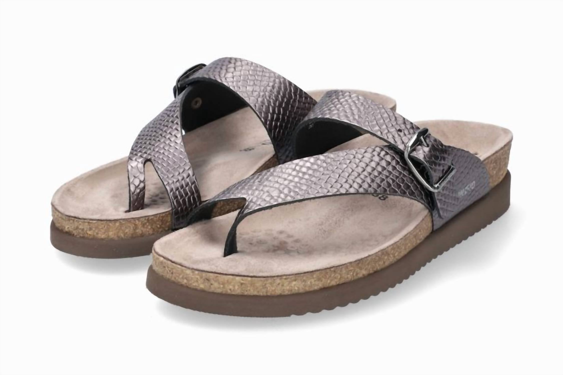 Women's Classic Helen Sandal In Pewter Reptile MEPHISTO, Pewter Reptile — фото 3