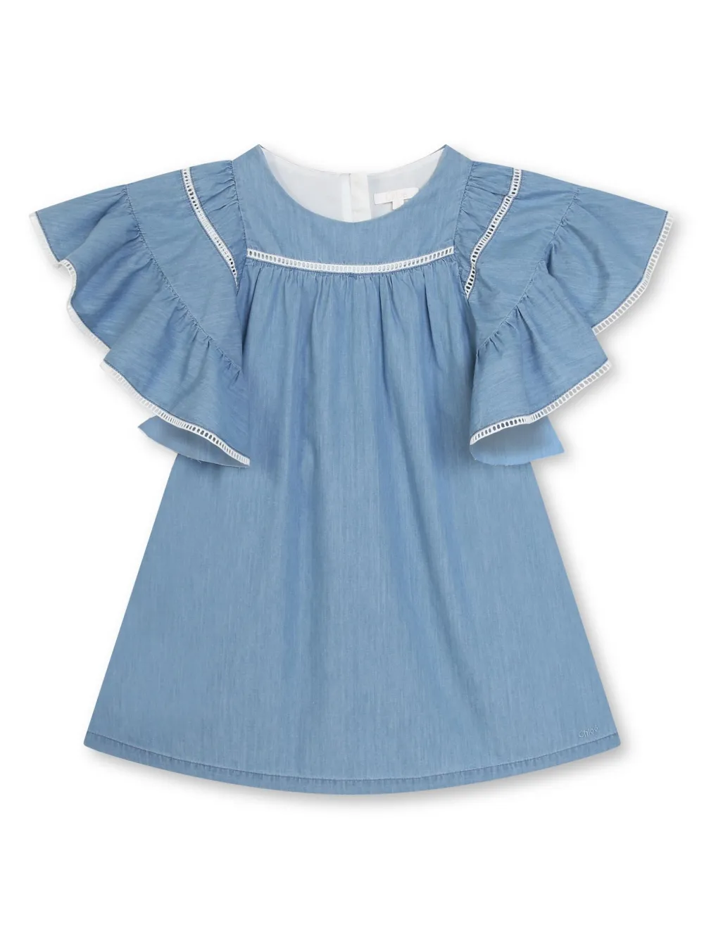 

Платье из органического хлопка с оборками Chloé Kids, синий