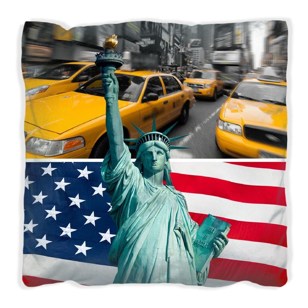 

Подушка Wallario Premium, мягкая поверхность, с мотивом New York Collage, размер: 60 x 60 см, с белой спинкой