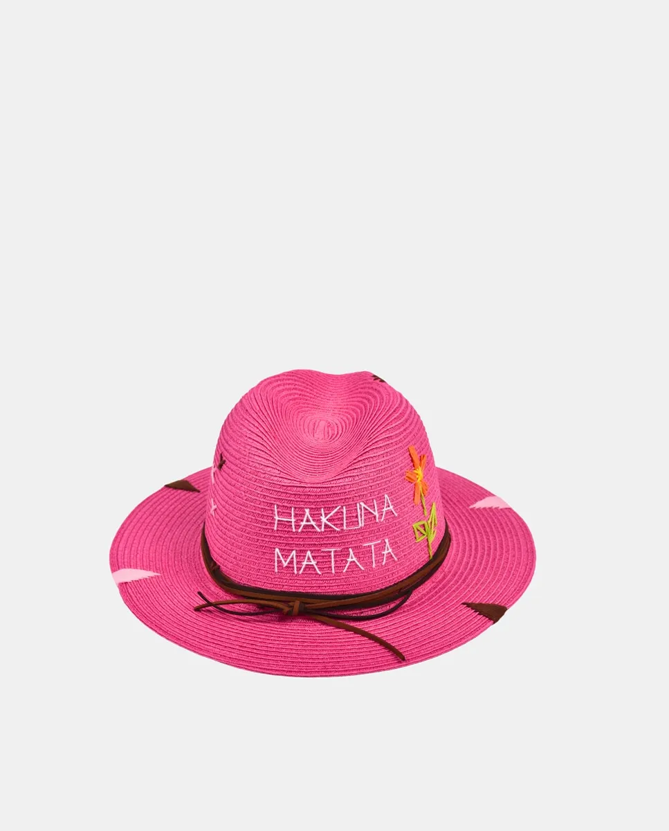 

Соломенная шляпа с надписью The Hat Gang, розовый