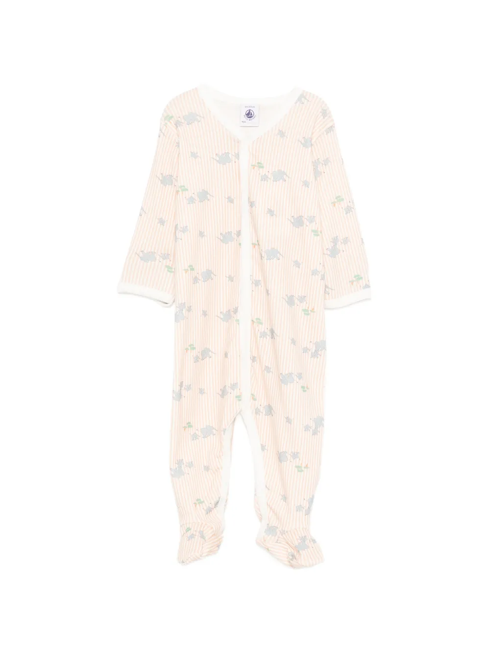 Пижама в полоску с анималистичным принтом Petit Bateau, оранжевый