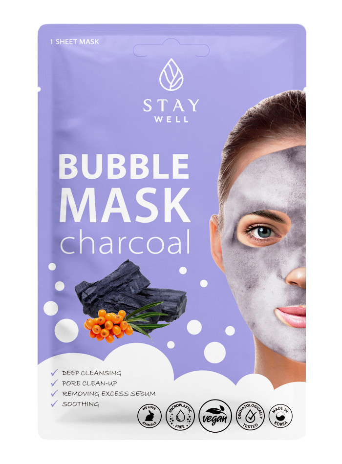 

Моющаяся тканевая маска для лица deep cleansing bubble mask – charcoal Stay Well, вес 20 гр.