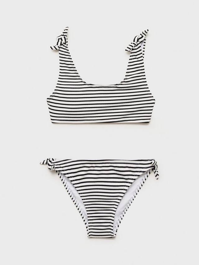 

Детский купальник Lazokg с узлами и полосками Mango, Black/White