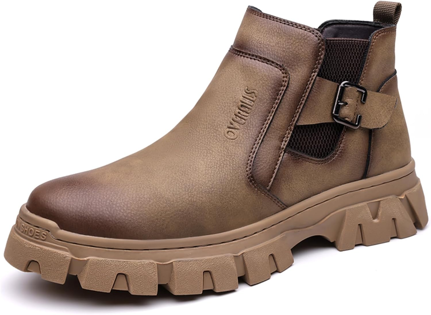 

Мужские модные ботинки Abborora, ботинки Челси, круглый носок, водонепроницаемые классические стильные ботинки, мужские мотоциклетные ботинки, коричневый