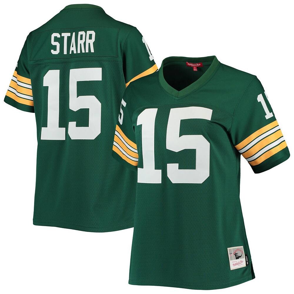 

Женская футболка Mitchell & Ness Bart Starr Green Green Bay Packers Legacy Replica Player, цвет Pkr Green