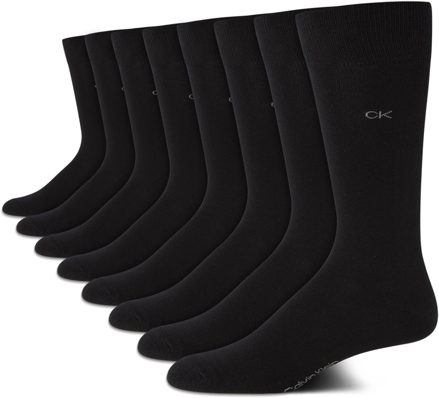 

Мужские носки Calvin Klein под повседневную одежду - 8 пар мягких рабочих носков из хлопковой смеси для мужчин, для повседневного делового и официального ношения, Black Logo