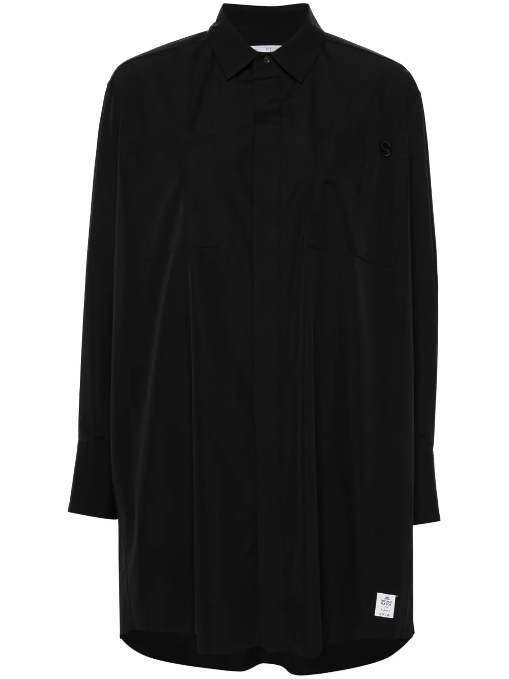 

Поплиновая рубашка с вышитым логотипом SACAI, черный