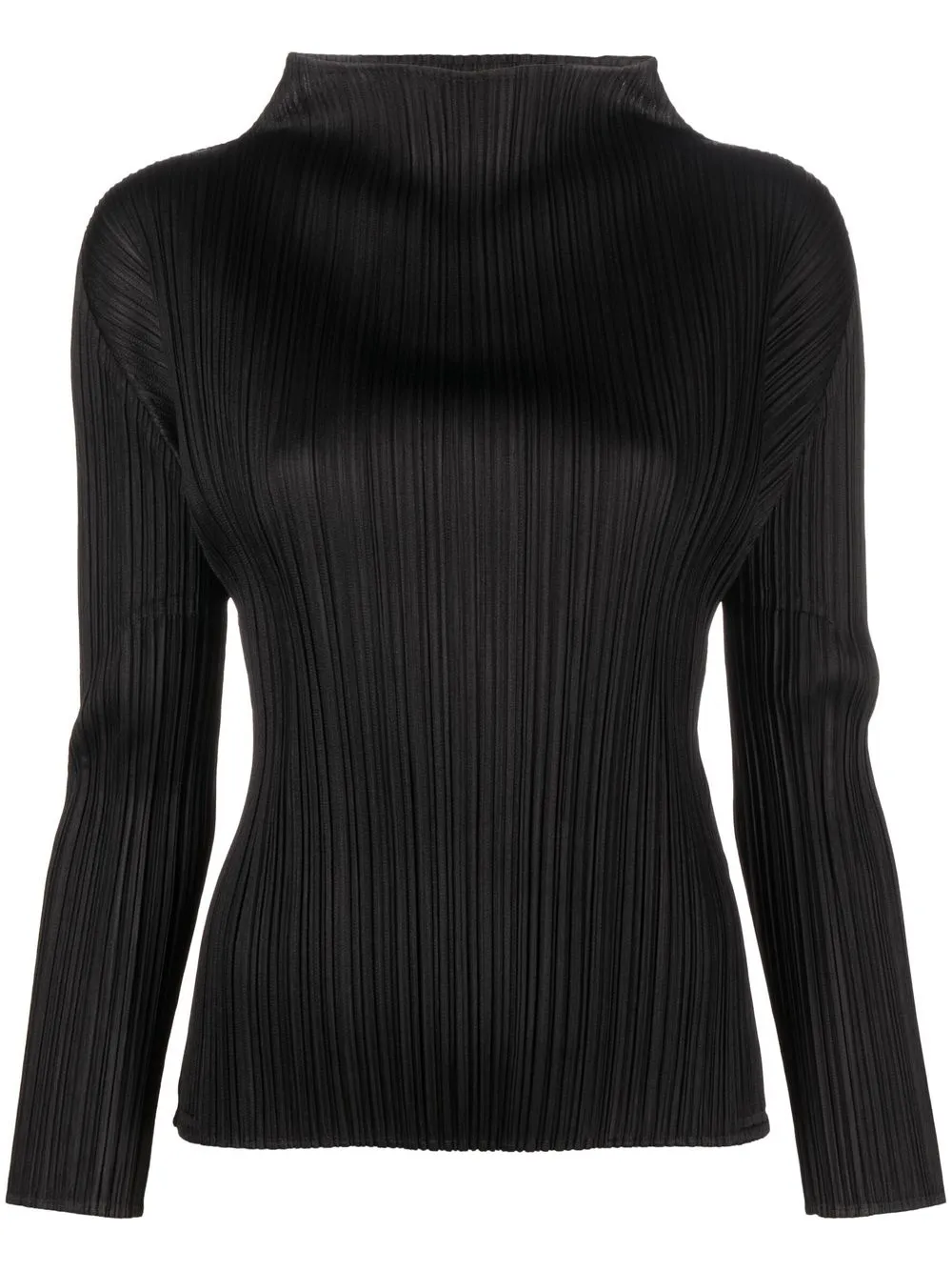 

Плиссированный топ с высоким воротником Pleats Please Issey Miyake, черный