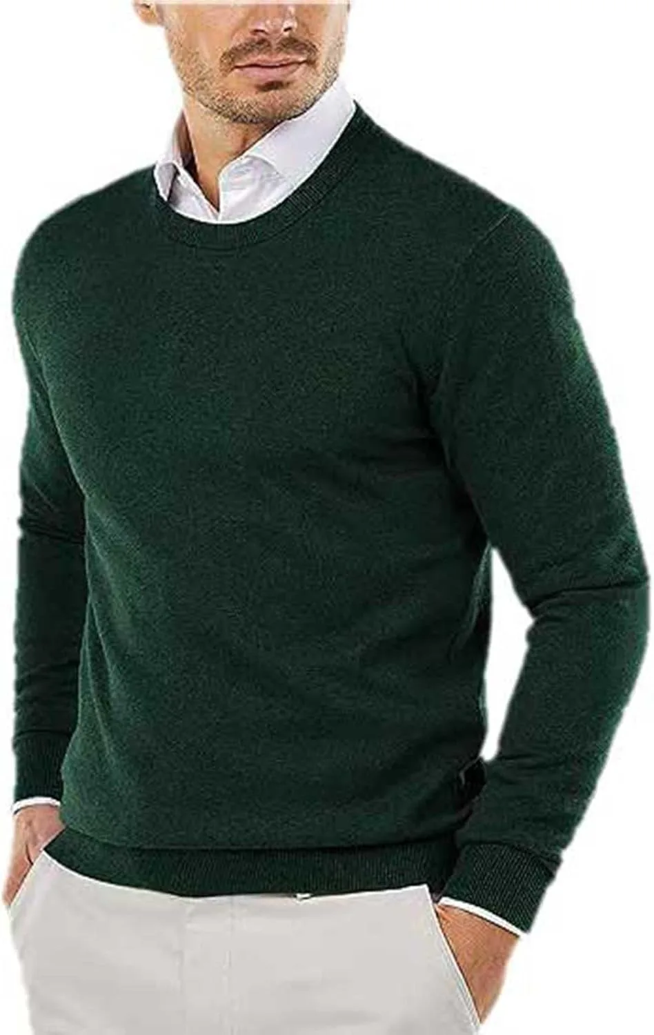 

Мужской свитер с круглым воротником, длинным рукавом, slim fit, шерстяной, с флисовой подкладкой