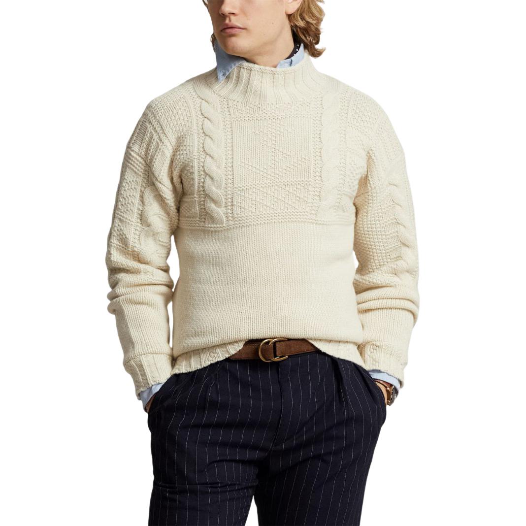 Свитер Anchor Aran-nit Polo Ralph Lauren, бежевый желтый — фото 4
