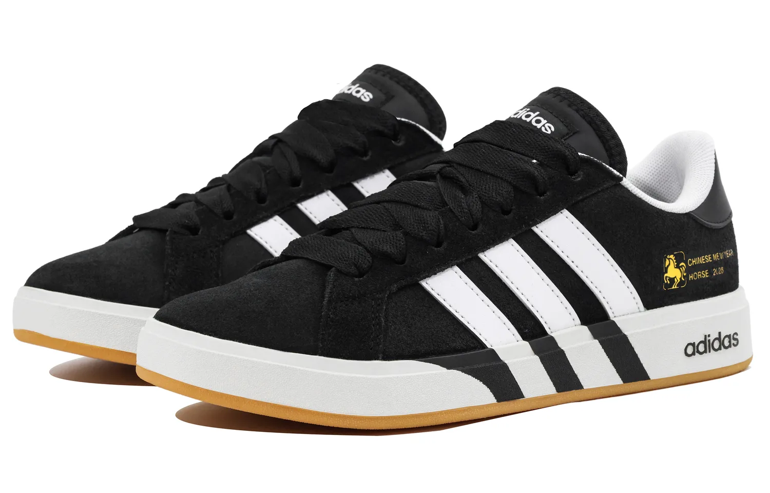 Grand Court Base 00s Synthetic Leather, Split Cow Leather Abrasion Resistant Low top Skateboard Shoes Unisex Adidas, черный — фото 4