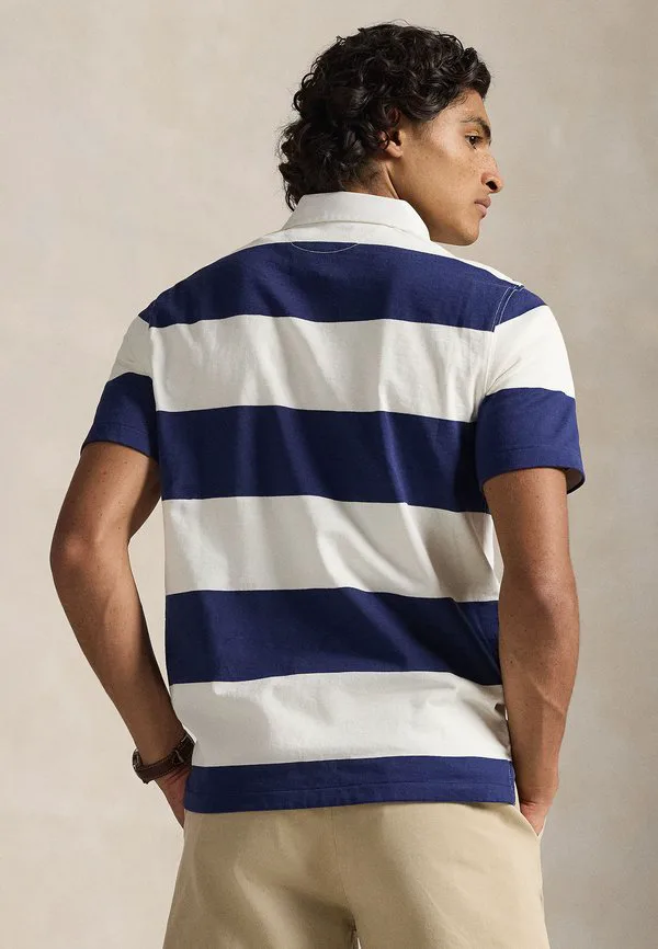 Классическая рубашка-поло с коротким рукавом для регби Polo Ralph Lauren, Dark Cobalt/Deckwash White — фото 3