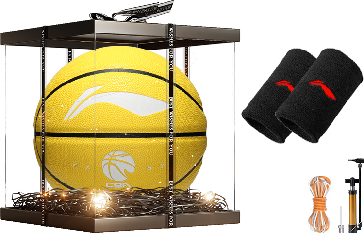 

LINING Коллекция CBA баскетбольный мяч PU желтый белый размер 7 тренировочный соревновательный unisex