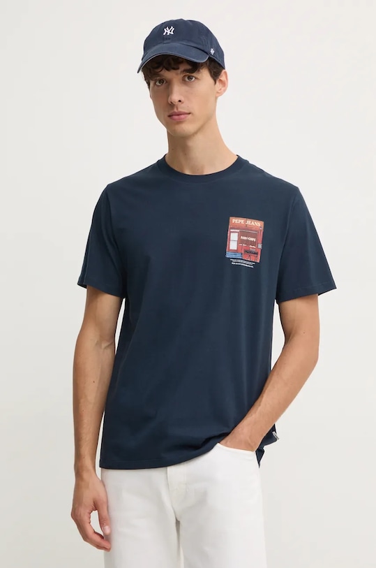 

Хлопковая футболка AENYS Pepe Jeans, темно-синий