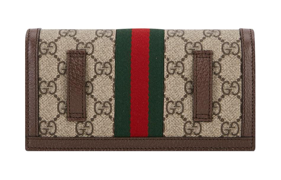 Ophidia Canvas With Leather Плечевая Сумка Кроссбоди Кошелек Женская Бежевый/Коричневый GUCCI — фото 3