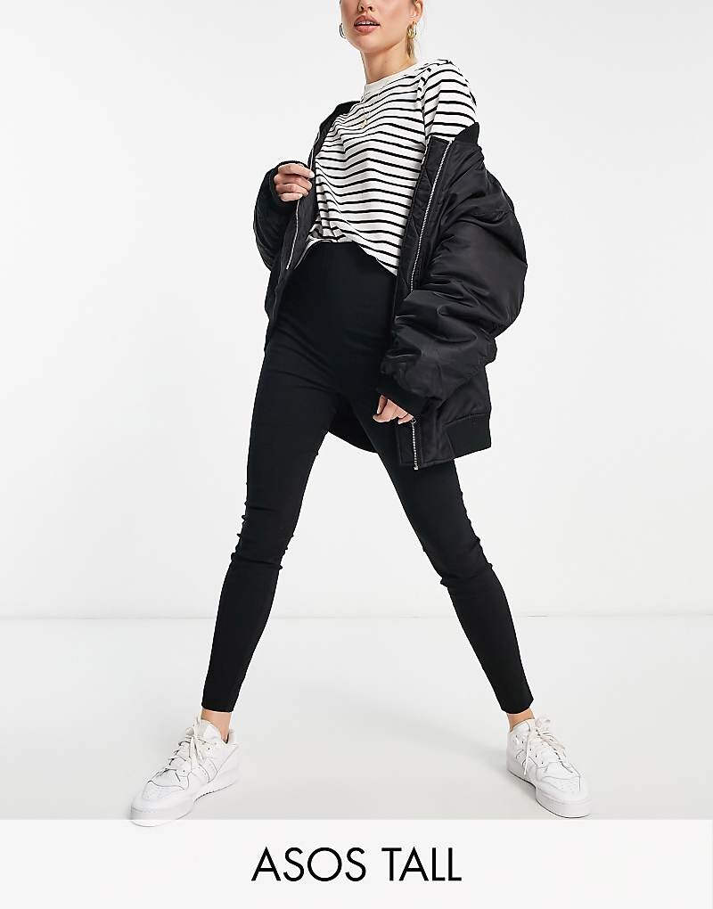 

ASOS DESIGN Tall – черные облегающие брюки с завышенной талией