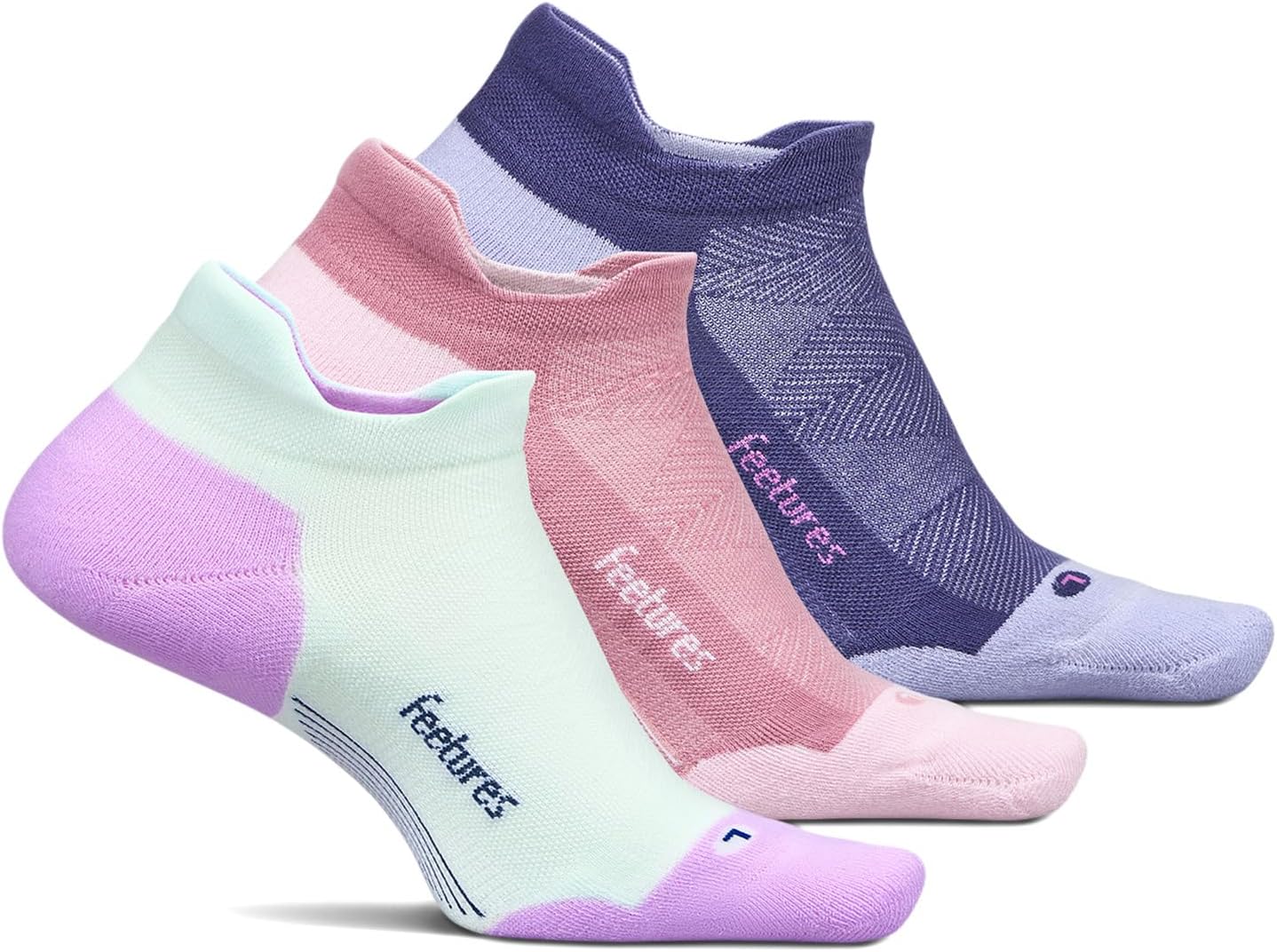 

Носки Feetures Elite Max Cushion No Show Tab 3-Pair Pack, цвет Crisp Mint/Pink Orchard/Future Dusk