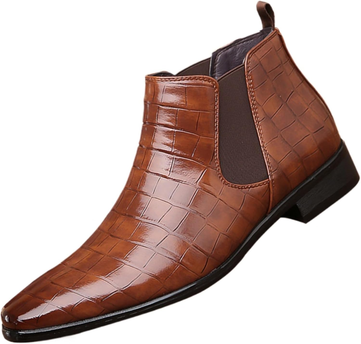 

Мужские кожаные оксфорды с высоким голенищем, с толстой подошвой и квадратным носком, ретро-модные ботинки премиум-класса Azttoztto, светло-коричневый