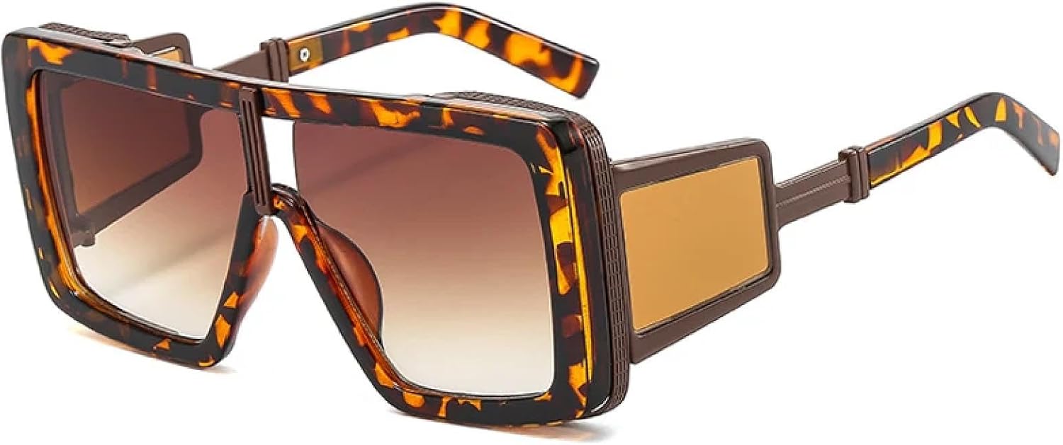 

Модные солнцезащитные очки для женщин, большие, в стиле ретро-панк, двухцветные, для мужчин, цельные, в крупной оправе, с защитой от УФ-излучения UV400 VFDHN, C3leopard-brown